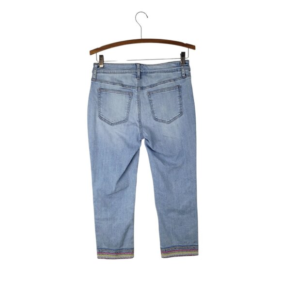 Chicos NWT So Slimming Girlfriend Crop Jeans 00 XS Beaded Hem Slim Leg - Picture 2 of 9